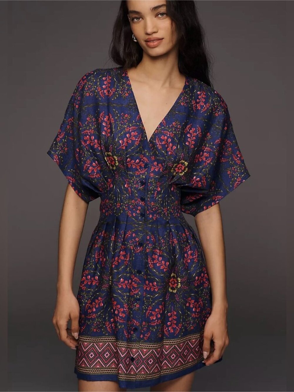 NWT Size L - Tobie 100% Linen Mini Shirtdress by Exquise with Pockets (US$ 228)